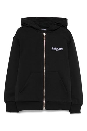 black cotton hoodie BALMAIN PARIS KIDS | BW4P50Z1753930BC